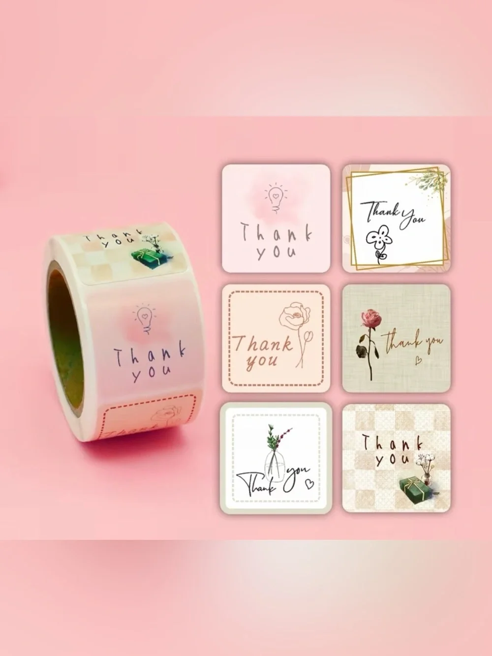 300 - Thank You floral Sticker Roll